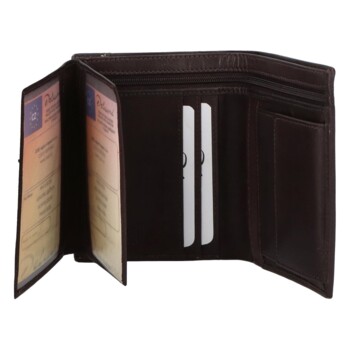Pánská kožená peněženka tmavě hnědá - Diviley Cuong