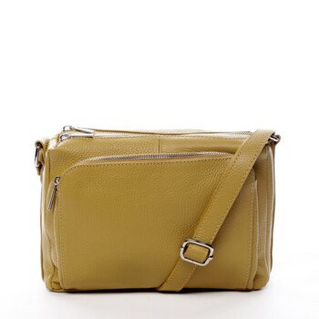 Dámská kožená crossbody kabelka tmavě žlutá - ItalY Bandit