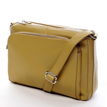 Dámská kožená crossbody kabelka tmavě žlutá - ItalY Bandit