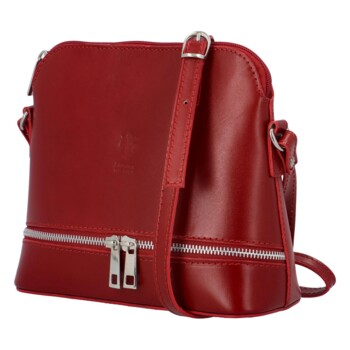 Dámská kožená crossbody kabelka tmavě červená - Delami Vera Pelle Lianda