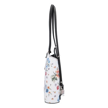 Dámská kožená kabelka batůžek květinová černá - ItalY Larry