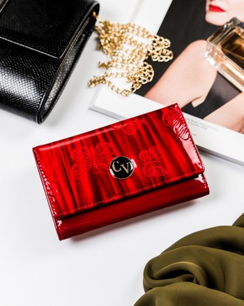 Dámská polokožená lakovaná peněženka červená - Cavaldi H23DBF