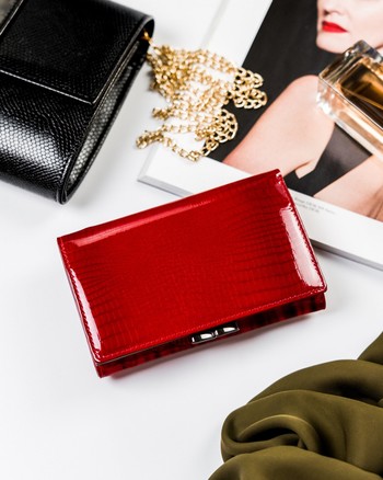 Dámská polokožená lakovaná peněženka červená - Cavaldi H23DBF