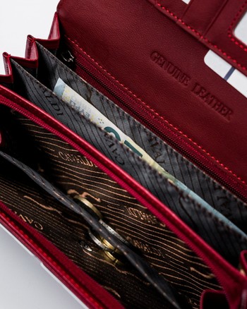 Dámská peněženka kožená lakovaná červená - Cavaldi H201DBF