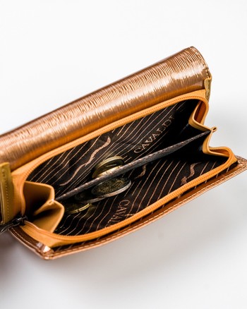 Dámská kožená peněženka lakovaná zlatá - Cavaldi H291