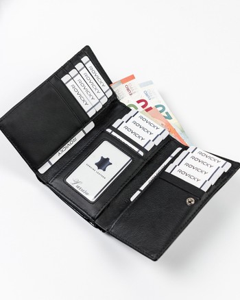 Dámská kožená peněženka lakovaná černá - Cavaldi H291