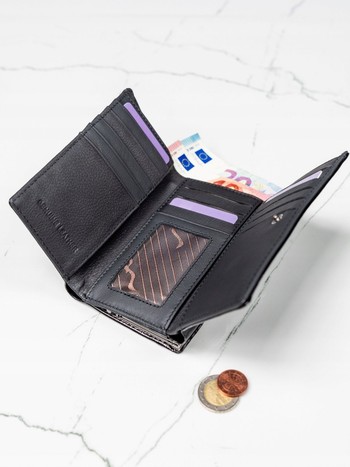 Dámská polokožená lakovaná peněženka černá - Cavaldi H23SH