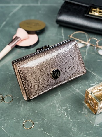 Dámská polokožená lakovaná peněženka šedá - Cavaldi H23SH
