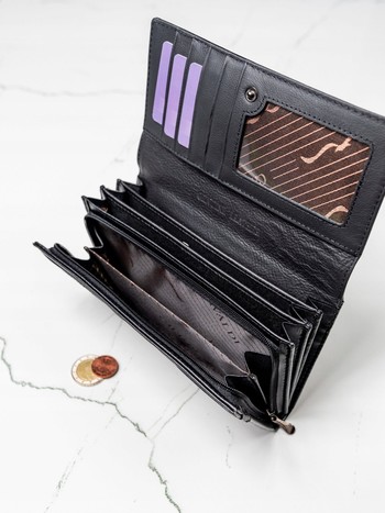 Dámská peněženka kožená lakovaná černá - Cavaldi H201