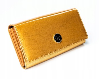 Dámská peněženka kožená lakovaná zlatá - Cavaldi H201