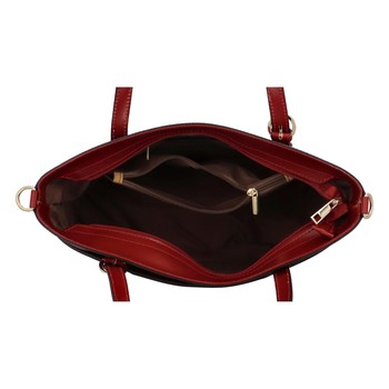 Dámská kožena kabelka přes rameno tmavě červená - ItalY Naraly