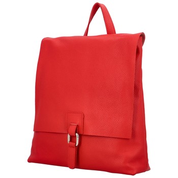 Dámský kožený batůžek kabelka červený - ItalY Francesco