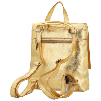 Dámský kožený batůžek kabelka zářivě zlatý - ItalY Francesco Small