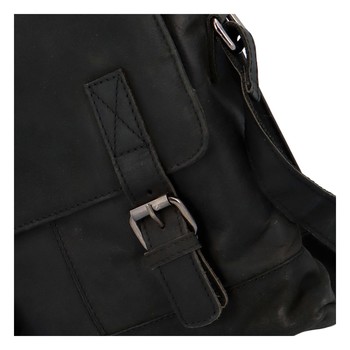 Pánská kožená crossbody taška černá - Greenwood Yassin