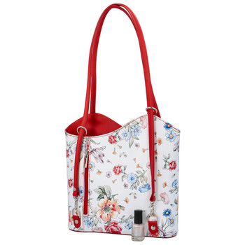Dámská kožená kabelka batůžek květinová červená - ItalY Larry New