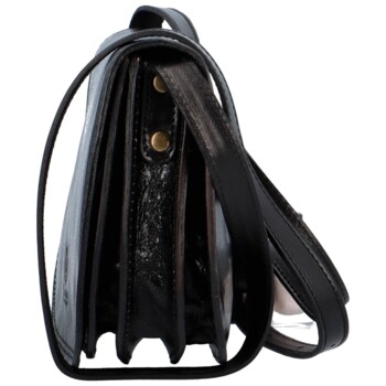 Dámská kožená crossbody kabelka černá - Delami Elrosa