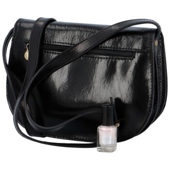 Dámská kožená crossbody kabelka černá - Delami Elrosa