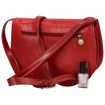 Dámská kožená crossbody kabelka červená - Delami Elrosa