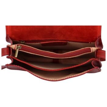 Dámská kožená crossbody kabelka červená - Delami Elrosa