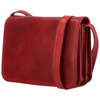 Dámská kožená crossbody červená - Delami Vera Pelle Satyrana