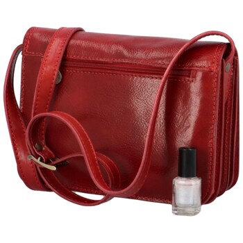 Dámská kožená crossbody červená - Delami Vera Pelle Satyrana