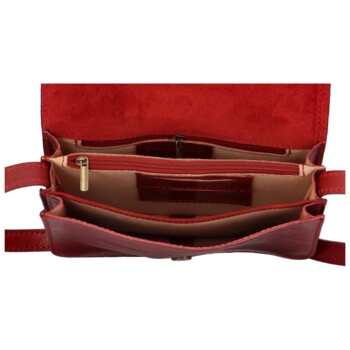 Dámská kožená crossbody červená - Delami Vera Pelle Satyrana