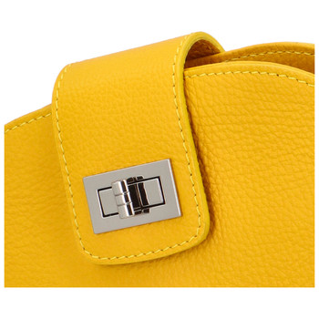Dámská kožená crossbody kabelka žlutá - ItalY Brokylon