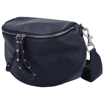 Luxusní kožená kabelka ledvinka tmavě modrá - ItalY Banana