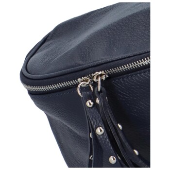 Luxusní kožená kabelka ledvinka tmavě modrá - ItalY Banana