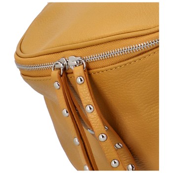 Luxusní kožená kabelka ledvinka tmavě žlutá - ItalY Banana