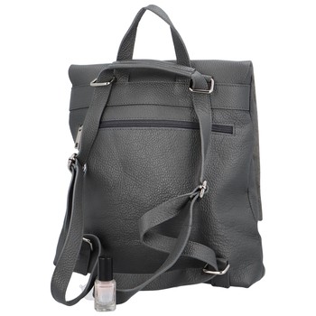 Dámský kožený batůžek kabelka tmavě šedý - ItalY Francesco