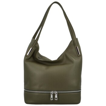 Dámská kožená kabelka přes rameno khaki - ItalY Nellis