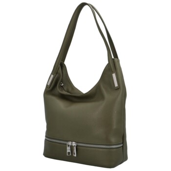 Dámská kožená kabelka přes rameno khaki - ItalY Nellis