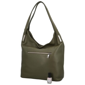 Dámská kožená kabelka přes rameno khaki - ItalY Nellis