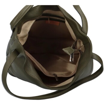 Dámská kožená kabelka přes rameno khaki - ItalY Nellis