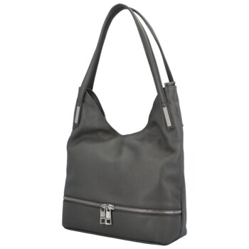 Dámská kožená kabelka přes rameno šedá - ItalY Nellis