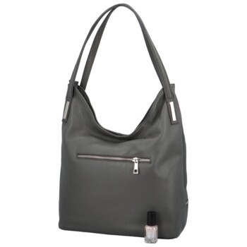 Dámská kožená kabelka přes rameno šedá - ItalY Nellis