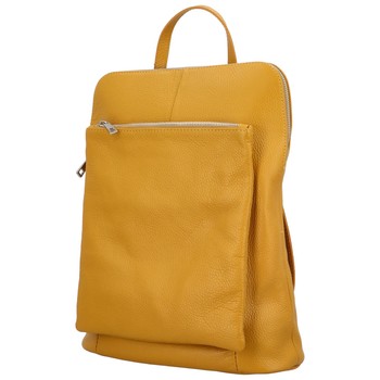 Dámský kožený batůžek kabelka tmavě žlutý - ItalY Houtel