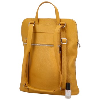 Dámský kožený batůžek kabelka tmavě žlutý - ItalY Houtel