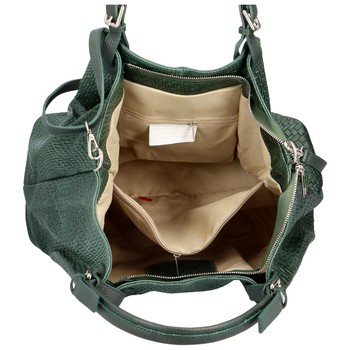 Originální dámská kožená kabelka tmavě zelená - Delami Katrielina
