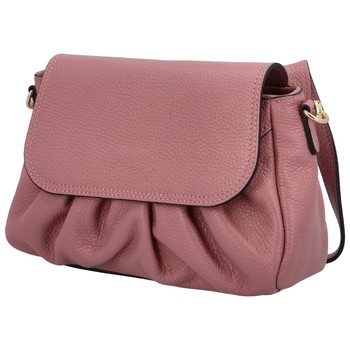 Dámská kožená crossbody kabelka růžová - Delami Hexi
