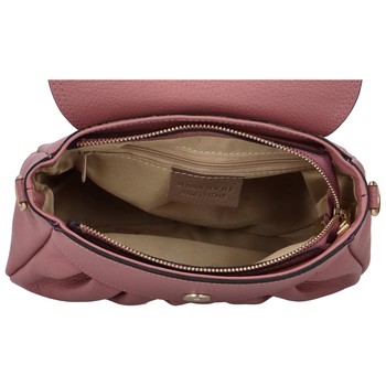 Dámská kožená crossbody kabelka růžová - Delami Hexi