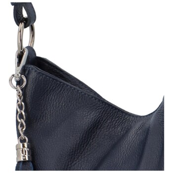 Dámská kožená kabelka přes rameno tmavě modrá - Delami Fineska