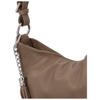 Dámská kožená kabelka přes rameno taupe - Delami Fineska