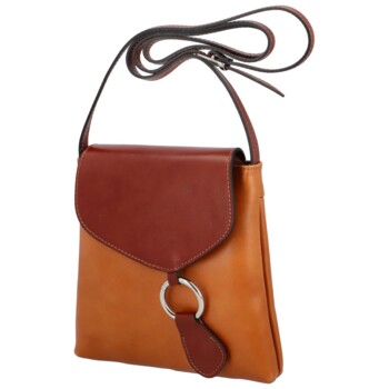 Dámská kožená crossbody kabelka koňaková/hnědá - Delami Vera Pelle Saffie