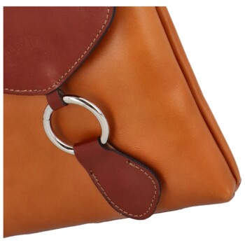 Dámská kožená crossbody kabelka koňaková/hnědá - Delami Vera Pelle Saffie