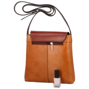 Dámská kožená crossbody kabelka koňaková/hnědá - Delami Vera Pelle Saffie