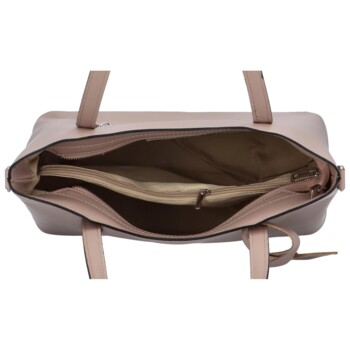Větší kožená kabelka pudrově béžová - ItalY Sandy