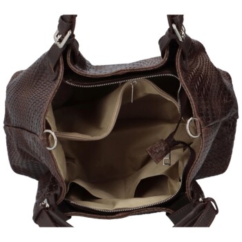 Dámská kožená kabelka tmavě hnědá - Delami Minestra