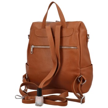 Dámský kožený batoh světle hnědý - Delami Rossan